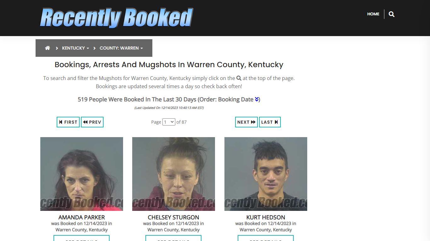 Bookings, Arrests and Mugshots in Warren County, Kentucky - Recently Booked